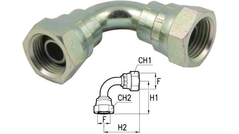 CODO HIDRÁULICO 90° HEMBRA-HEMBRA 3/8