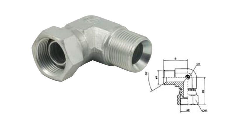 HYDRAULICKÝ OHYB 90° BSP KRÁTKÝ OTOČNÝ ŠROUB - MUŽ 1/4