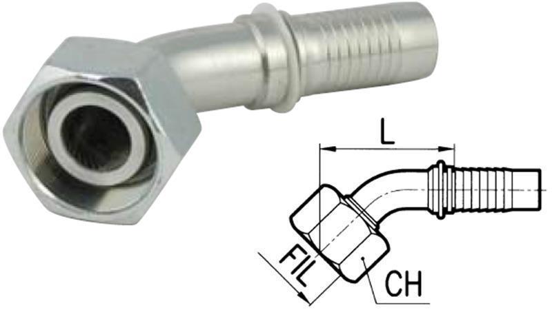 CONEXIÓN HIDRÁULICA DKOS 10 CON CODO FEMENINO 45* DN6-M18x1.5