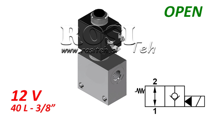 VÁLVULA DE 2 VÍAS 3/8 (NO) 12V - 40LIT