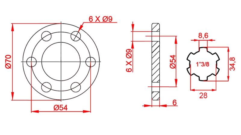 ΑΝΤΑΠΤΟΡΑΣ ΚΑΡΝΤΑΝ ΜΕ ΦΛΑΝΤΖΑ 6 ΟΠΕΣ 1-3/8 (90 mm)