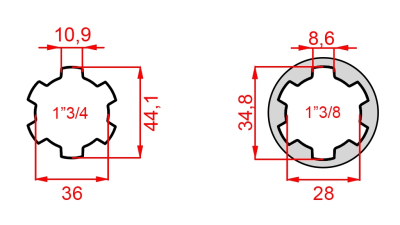 KARDANSKI ADAPTER S KLINOM OD 1-3/8 NA 1-3/4 (165 mm)