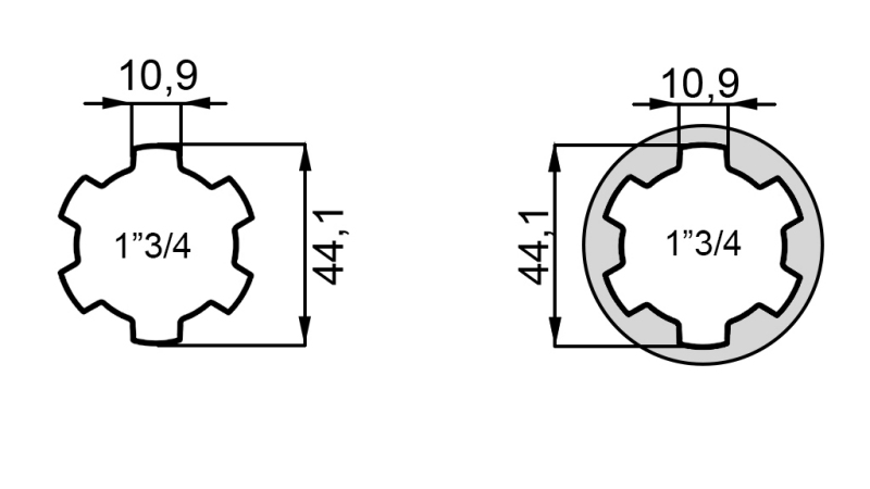HRIADEĽ DRÁŽKOVANÁ S KOLÍKOM iz 1”3/4  na 1”3/4
