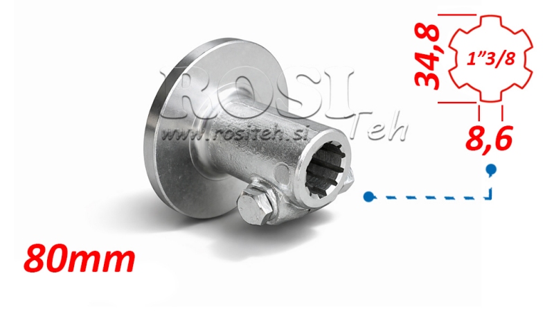 KARDANADAPTER MED FLANGE OG TAP 1-3/8 (80 mm)