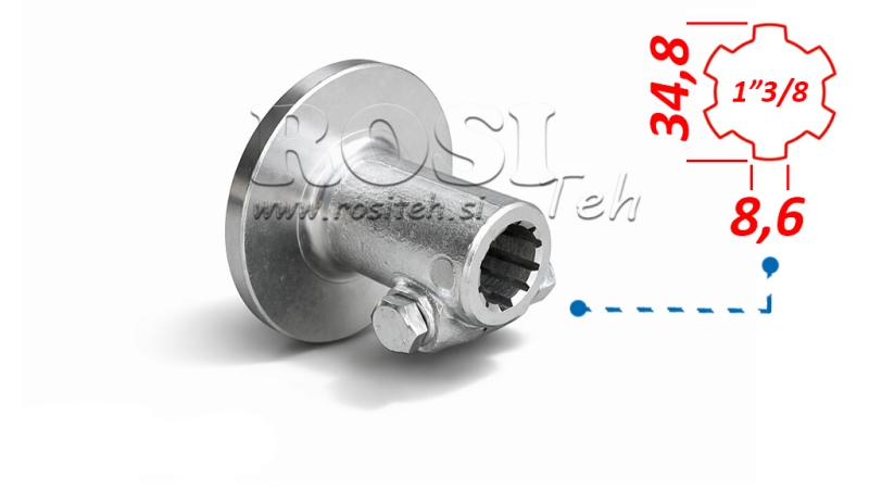 P.T.O. ADAPTER 1”3/8 - FLANGE 120mm WITH PIN