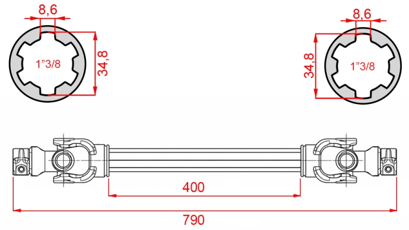 ECO KARDANAKSELI 790mm 35-60HP STANDARDI