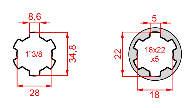 ΑΝΤΑΠΤΟΡΑΣ ΚΑΡΝΤΑΝ ΑΠΟ 18x22x5 (6 ΑΥΛΑΚΩΣΕΙΣ) ΣΕ 1-3/8 (120 mm)