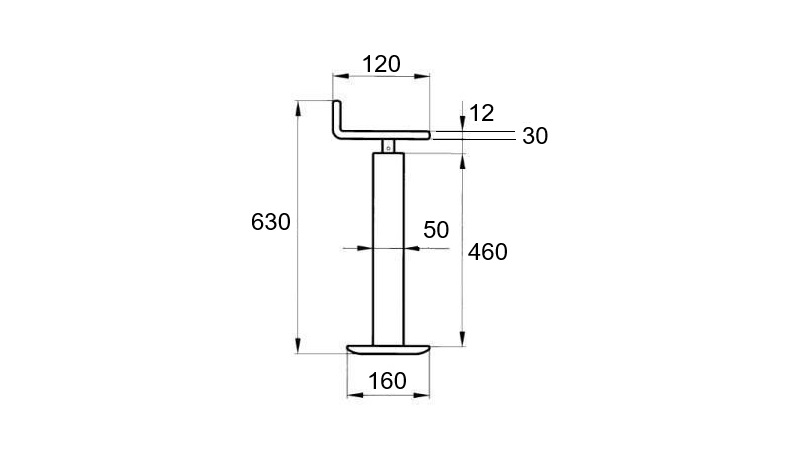 PATA DE APOYO ROSCADA (ALTURA 630 mm - CARRERA 255 mm) - 300 kg