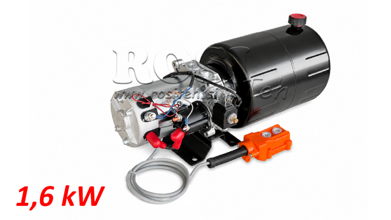 MINI UNIDAD DE POTENCIA HIDRÁULICA 12V DC - 1.6kW = 2.1cc - 8 litros - unidad monofásica (metal)