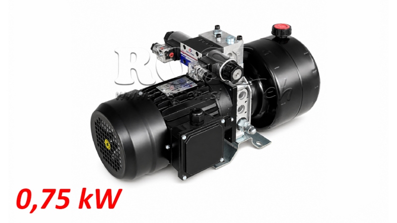 MINI HYDRAULIKAGGREGAT 380V AC (0,75 kW) - 3,7 cc - 5,2 lit/min - Tank 4 lit