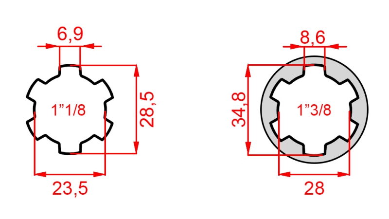 ADAPTATEUR CARDAN DE 1-3/8 À 1-1/8 (140 mm)
