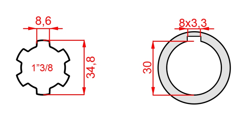 ZAPFWELLENADAPTER 1-3/8 - BOHRUNG fi 30 mm (145 mm)