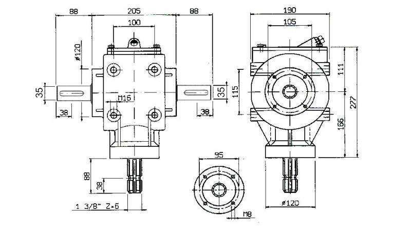 CAJA DE ENGRANAJES ANGULAR PTO-R11S 1:2 (48HP-35KW)