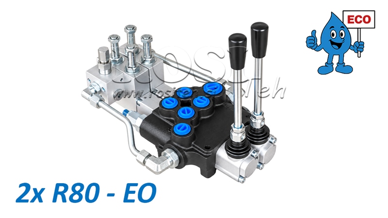 VÁLVULA HIDRÁULICA ELECTRO-MANUAL (SIN BOBINAS) – DISTRIBUIDOR DE 2 SECCIONES 2xR80-EO ECO