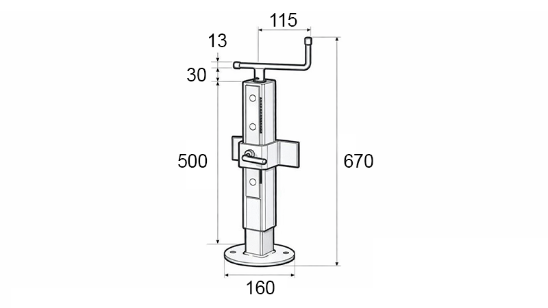 AJUSTABLE PATA DE APOYO ROSCADA (ALTURA 500 mm - CARRERA 300 mm) - 600 kg
