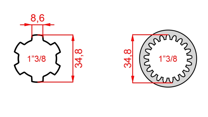 KARDANADAPTERI 1-3/8 (21 URAA) → 1-3/8 (150 mm)