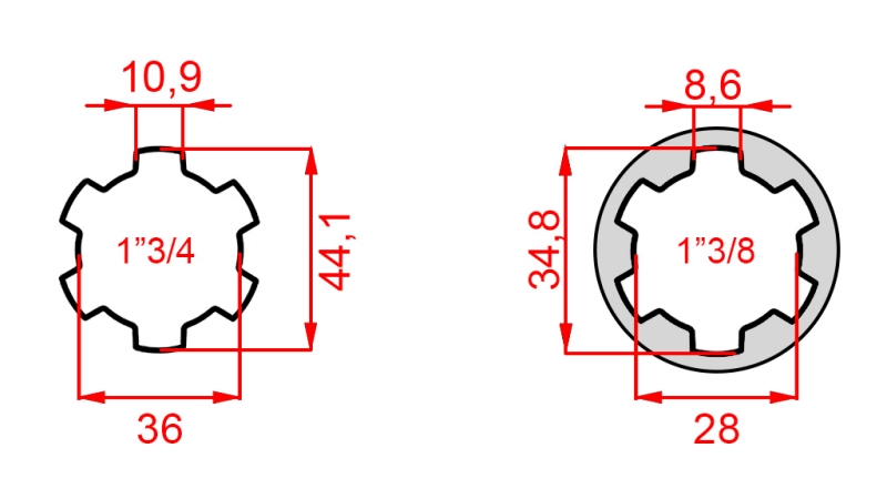 KARDANSKI ADAPTER OD 1-3/8 NA 1-3/4 (150 mm)