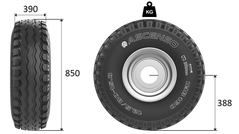 15.0/55-17 PNEUMÁTICO AW909 14PL CON LLANTA 13,00X17