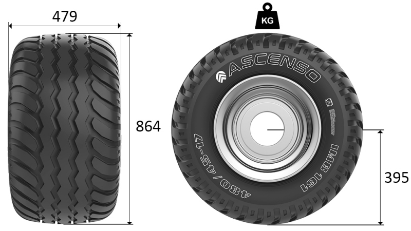 19.0/45-17 NEUMÁTICA AW708 14PL CON LLANTA 16,00X17