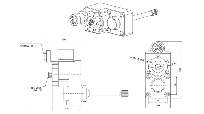 Dimensiones SALIDA PARA BOMBA HIDRÁULICA - IVECO 2870