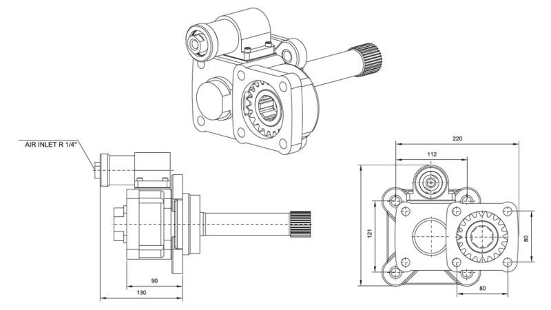 Dimensiones SALIDA PARA BOMBA HIDRÁULICA - VOLVO SR-1700-2