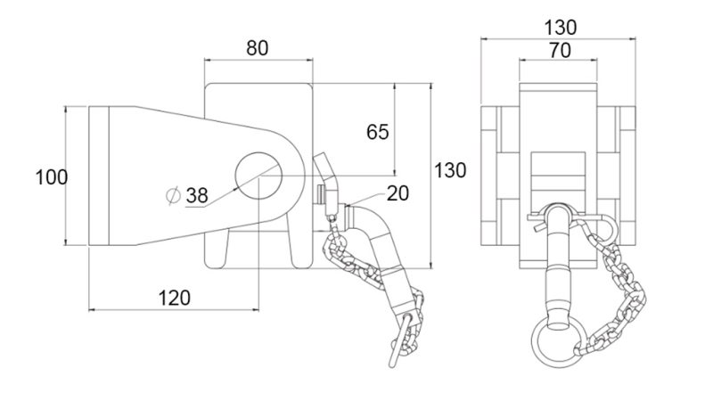 SOPORTE CAJA BASCULANTE 80x100 - TIPO HORQUILLA - ECO