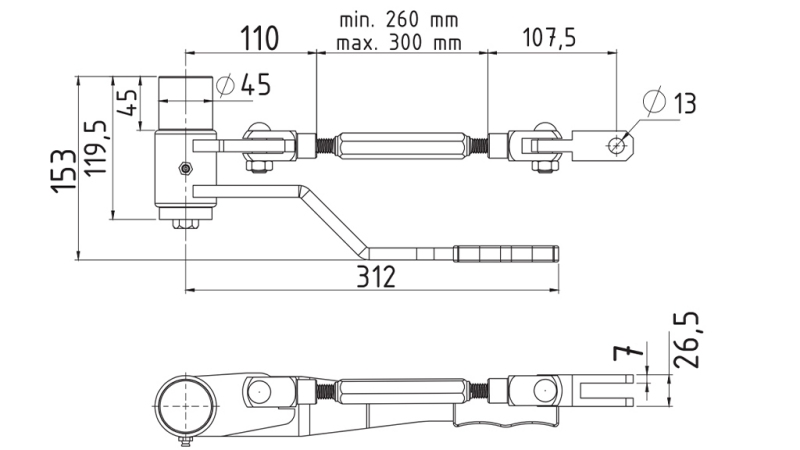MANIJA DE CIERRE DEL PANEL LATERAL DEL REMOLQUE - TRASERA
