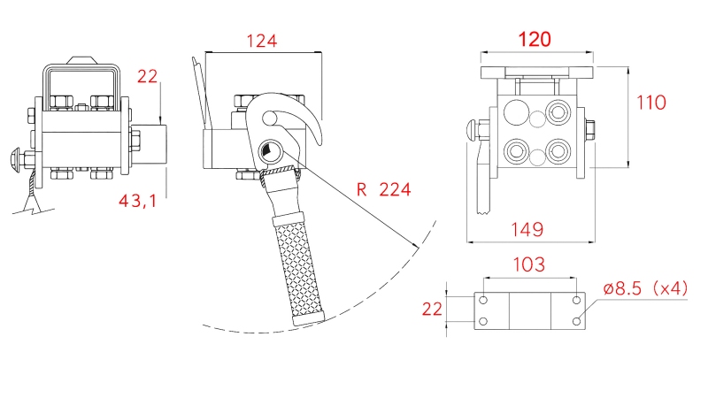 ACOPLAMIENTO MULTI-FASTER 3 VÍAS BSP 1/4 PARTE FIJA (UNA PALANCA)