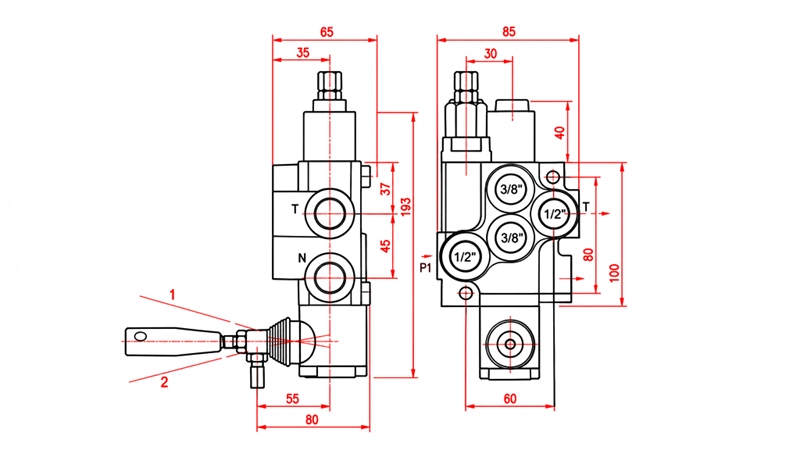 VÁLVULA HIDRÁULICA MANUAL – DISTRIBUIDOR DE 1 SECÇÃO 1xR40 ECO