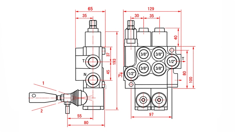 VÁLVULA HIDRÁULICA MANUAL – DISTRIBUIDOR DE 2 SECCIONES 2xR40 ECO