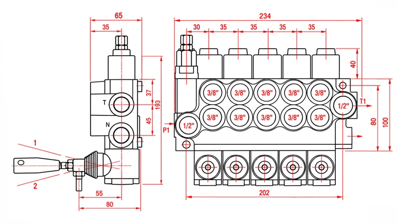 VÁLVULA HIDRÁULICA MANUAL – DISTRIBUIDOR DE 5 SECCIONES 5xR40 ECO