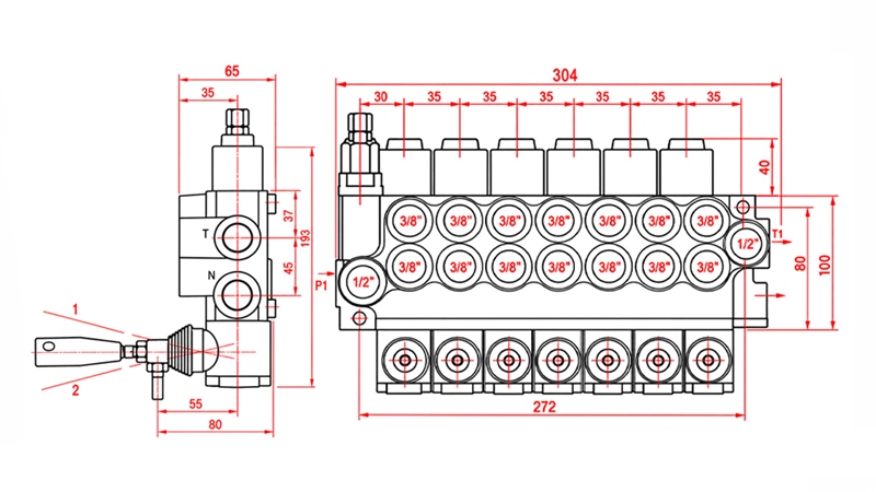 VÁLVULA HIDRÁULICA MANUAL – DISTRIBUIDOR DE 7 SECCIONES 7xR40 ECO