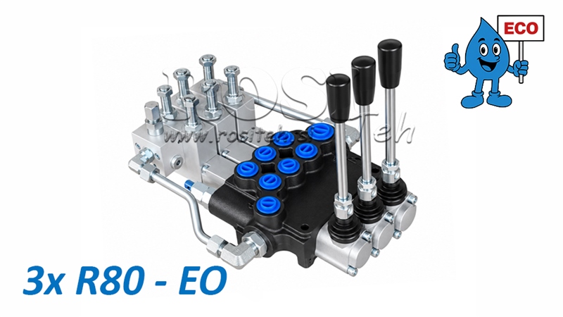 VÁLVULA HIDRÁULICA ELECTRO-MANUAL (SIN BOBINAS) – DISTRIBUIDOR DE 3 SECCIONES 3xR80-EO ECO