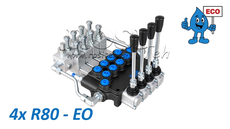 VÁLVULA HIDRÁULICA ELECTRO-MANUAL (SIN BOBINAS) – DISTRIBUIDOR DE 4 SECCIONES 4xR80-EO ECO