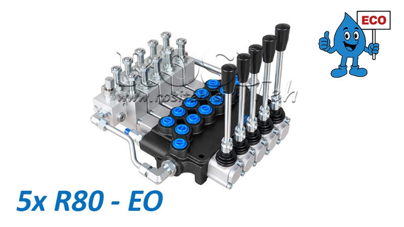 VÁLVULA HIDRÁULICA ELECTRO-MANUAL (SIN BOBINAS) – DISTRIBUIDOR DE 5 SECCIONES 5xR80-EO ECO