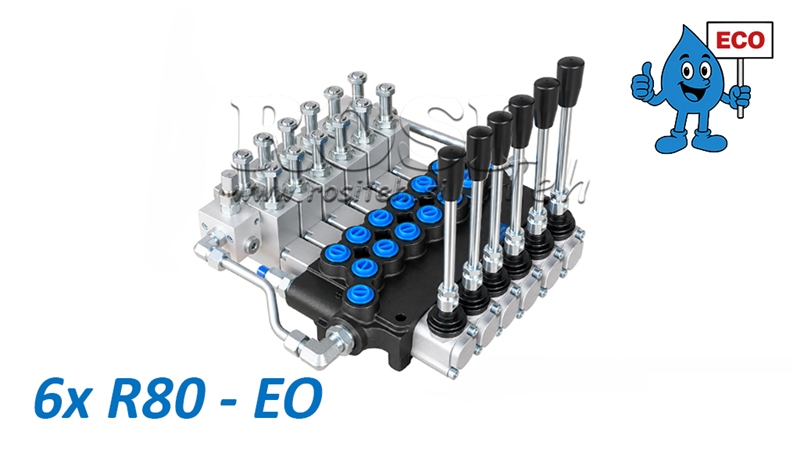 VÁLVULA HIDRÁULICA ELECTRO-MANUAL (SIN BOBINAS) – DISTRIBUIDOR DE 6 SECCIONES 6xR80-EO ECO