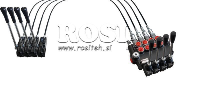 JOYSTICK DE DOBLE PALANCA 2.5 m VÁLVULA HIDRÁULICA 4xP40 litros.