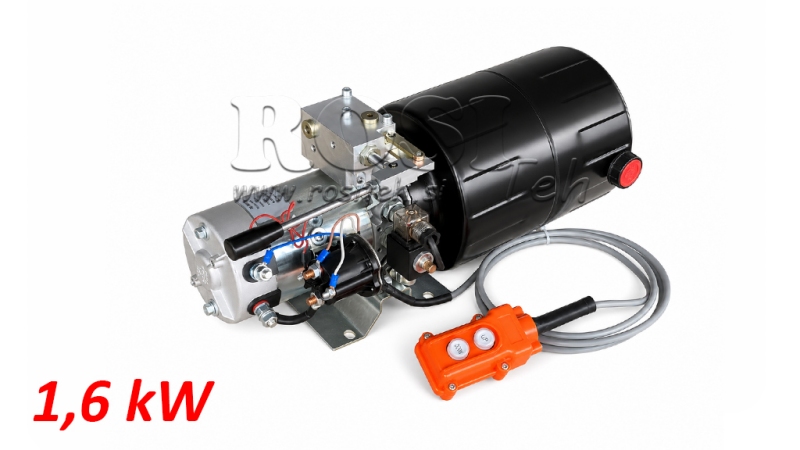 MINI CENTRALE HYDRAULIQUE 12V DC - 1.6kW = 2.1cc - 8 litres - unité monophasée AVEC POMPE MANUELLE