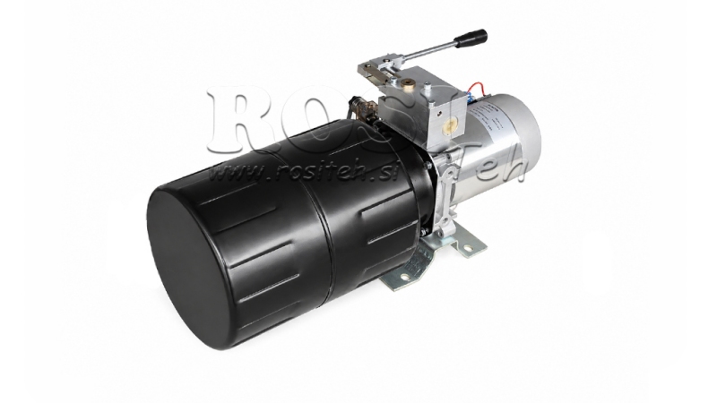 MINI CENTRALE HYDRAULIQUE 12V DC - 1.6kW = 2.1cc - 8 litres - unité monophasée AVEC POMPE MANUELLE