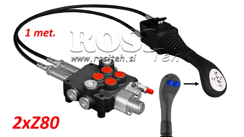 JOYSTICK 2x TLAČIDLO - BOWDEN LANKO 1 m + HYDRAULICKÝ VENTIL 2xZ80 + PLÁVAJÚCA FUNKCIA