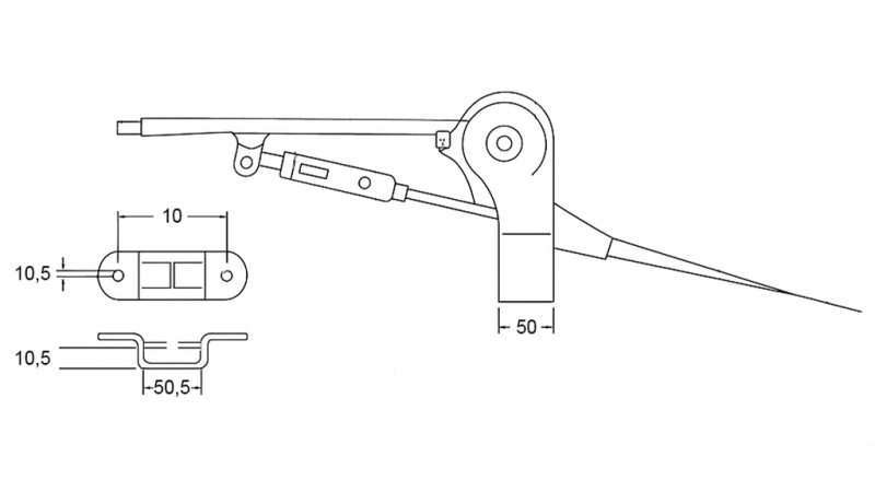 MANIJA DE TIRÓN PARA JUEGO DE FRENOS DE MANO DE REMOLQUE CON CABLE 2.3M