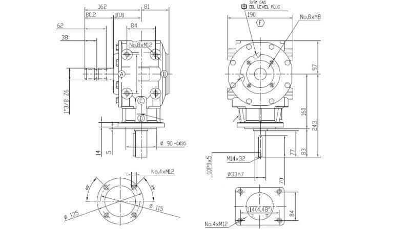 RIDUTTORE ANGOLARE T-311J 1:3 (50HP-36.8kW)