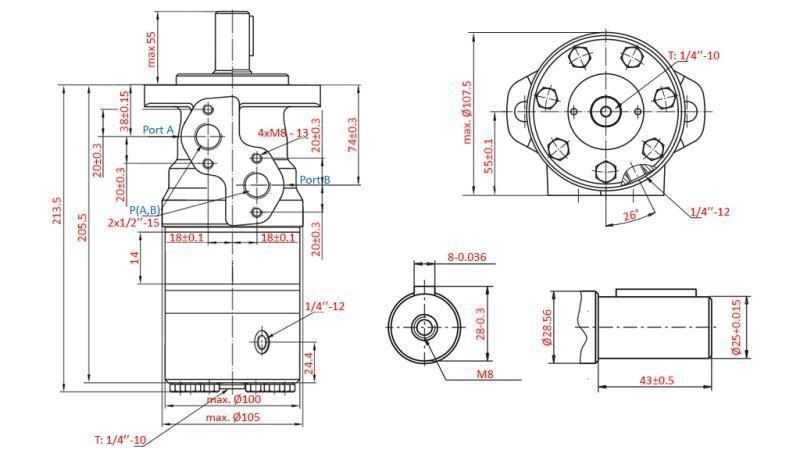HIDROMOTOR B/MR 80 - CON FRENOS