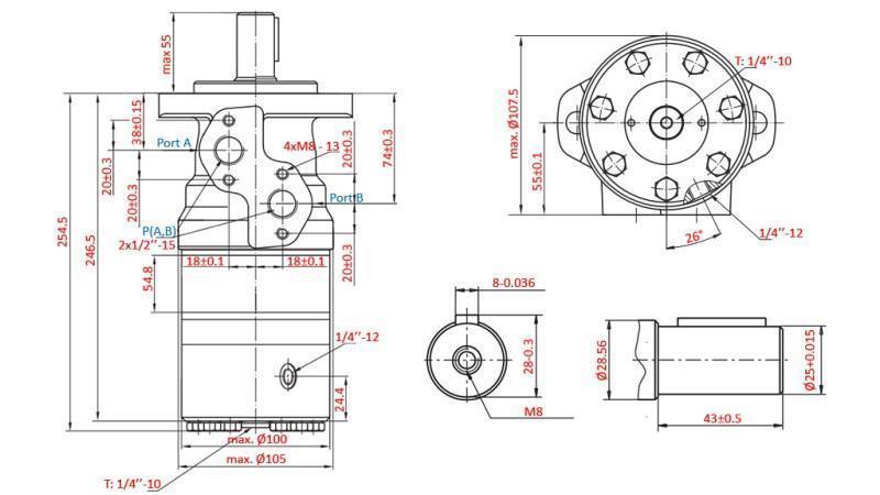 HYDROMOTOR B/MR 315 - MED BREMSER