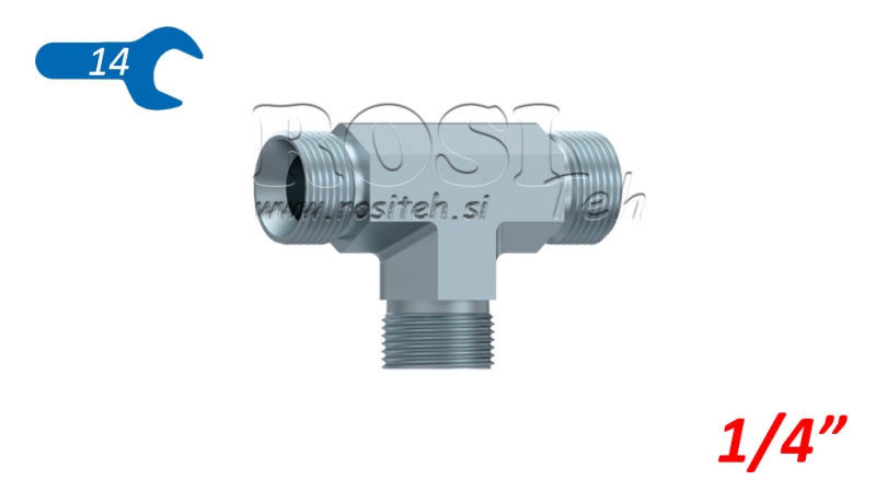 PIEZA EN T HIDRÁULICA BSP MACHO-MACHO 1/4