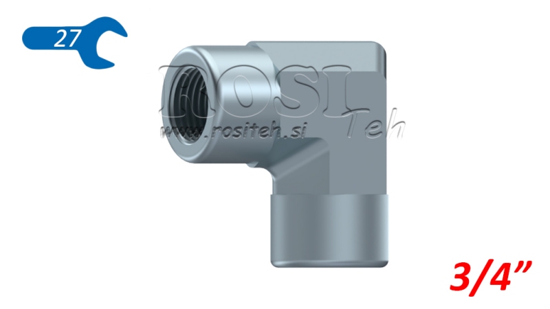 CODO HIDRÁULICO 90° CORTO HEMBRA-HEMBRA 3/4