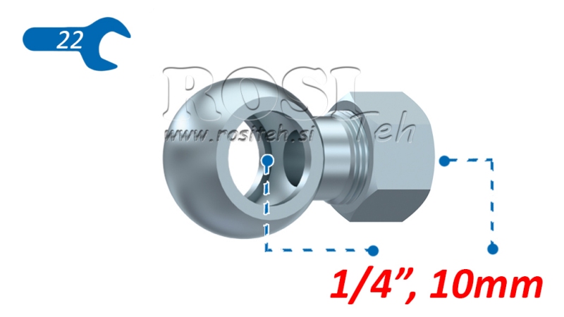 CONEXIÓN BANJO HIDRÁULICA 1/4 CON TUERCA PARA TUBO 10