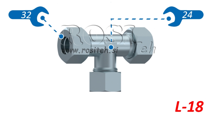 T-PIECE HYDRAULIQUE L-18 AVEC ÉCROU