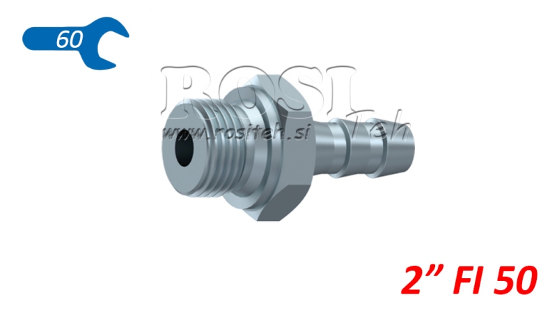 HIDRAVLIČNI PRIKLJUČEK MOŠKI 2 ZA GUMI CEV FI 50