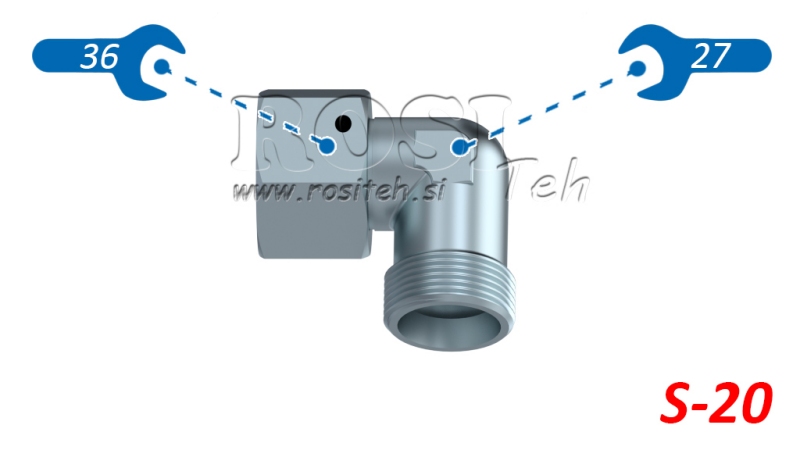 CODO HIDRÁULICO 90° S-20 CON TUERCA GIRATORIA M30X2